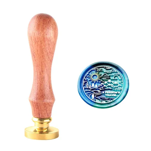 Sello de cera con cabeza de latón extraíble de 1.181 in y mango de palisandro, sello de cera personalizado retro vintage para invitaciones de sobres