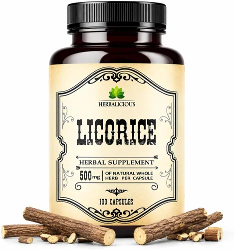 Raíz de regaliz 100 cápsulas – Glycyrrhiza Glabra orgánica pura – Suplemento herbal para la comodidad digestiva y el bienestar general – Sin OMG y