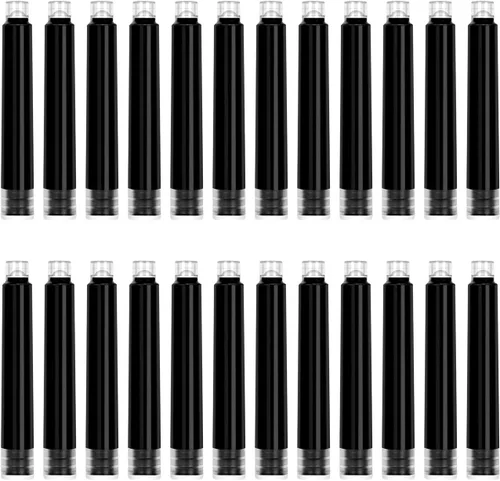 BEILUNER Conjunto de cartuchos de tinta para pluma estilográfica color negro, paquete de 24 cartuchos de tinta de recambio, diámetro de orificio de
