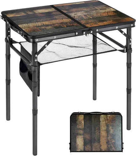Miniatura 11 de RedSwing Mesa plegable cuadrada pequeña de 2 pies de altura ajustable, mesa de campamento de aluminio ligera y portátil para picnic en interiores