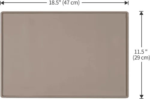 Miniatura 5 de Tapete de comida para perros, bandeja de comida impermeable de silicona, mantel individual antideslizante para mascotas, borde elevado de 0.6 Beige