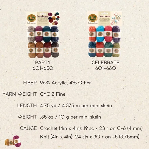 Miniatura 8 de Lion Brand Yarn Paquete de hilo BonBons Brights