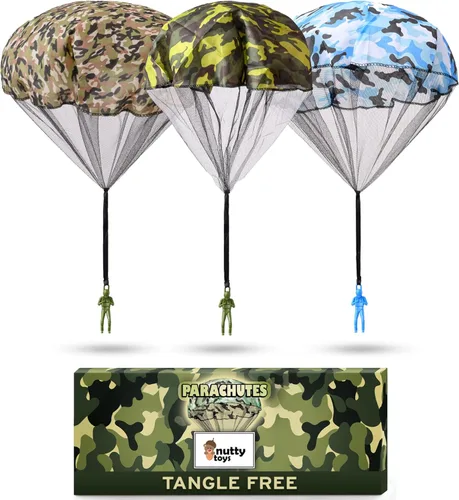 NUTTY TOYS Juguetes de Paracaídas para Niños - Hombres de Paracaídas Voladores Sin Enredos para Exteriores, Ideales para Interiores y Exteriores, 3