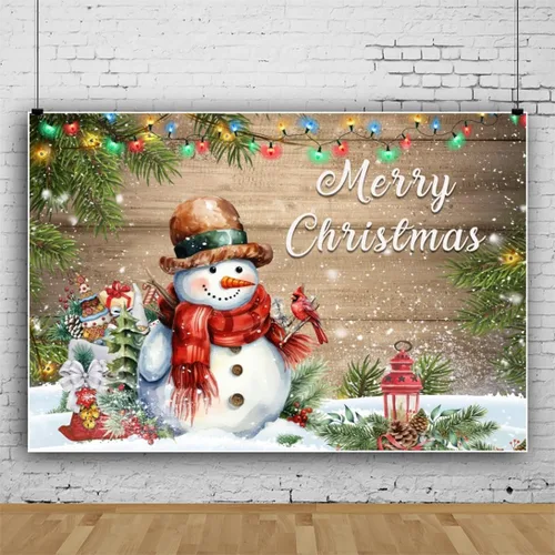 Miniatura 8 de Telón de fondo de ventana de Navidad país de las maravillas 10x8 pies árbol de Navidad rojo para niños fotografía invierno nevado fondo de foto