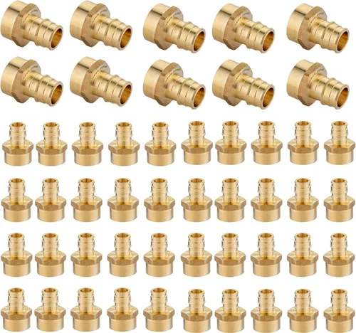 Miniatura 12 de Paquete de 5 accesorios PEX-A, adaptador NPT hembra de expansión de latón de 1 x 1 pulgada, adaptador roscado hembra PEX ASTM F1960 para tubos Pex