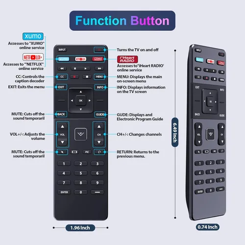 Miniatura 7 de XRT122 - Control remoto de repuesto compatible con Vizio Smart TV D55U-D1 D58U-D3 D60-D3 E32-C1 E32H-C1 E40-C2 E40X-C2 E43-C2 E48-C2 E50-C1 E65-C1