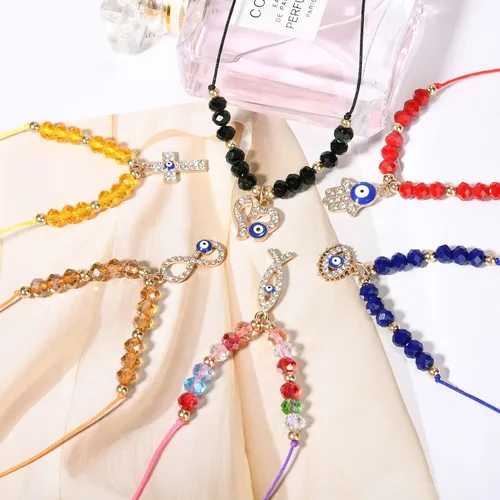 Miniatura 4 de Tacobear 24Pcs Evil Eye Bracelets Necklace Kit Women Teen Girl Jewelry Gift Bulk Adjustable String Crystal Alloy Handmade Braided Friendship
