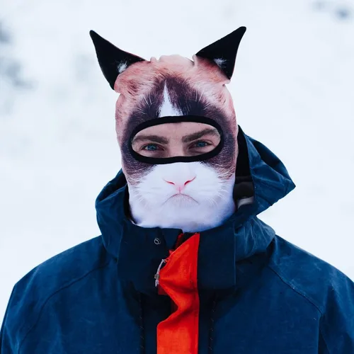 Miniatura 2 de BEARDOWEAR Máscara de esquí con cabeza de gato enojado unisex con impresión realista.