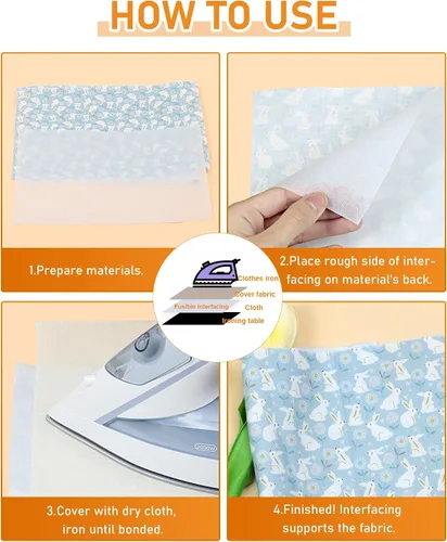 Miniatura 6 de PLANTIONAL Interfaz fusible no tejido no tejido blanco ligero para planchado: 16.5 "x 30yds Interfaz no tejida de peso ligero en poliéster de una