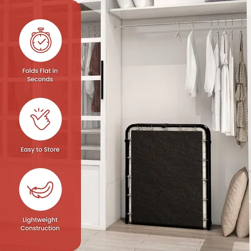 Miniatura 6 de Cama plegable con colchón para adultos y niños, tamaño individual estrecho, cama de invitados plegable con almacenamiento debajo de la cama, montaje