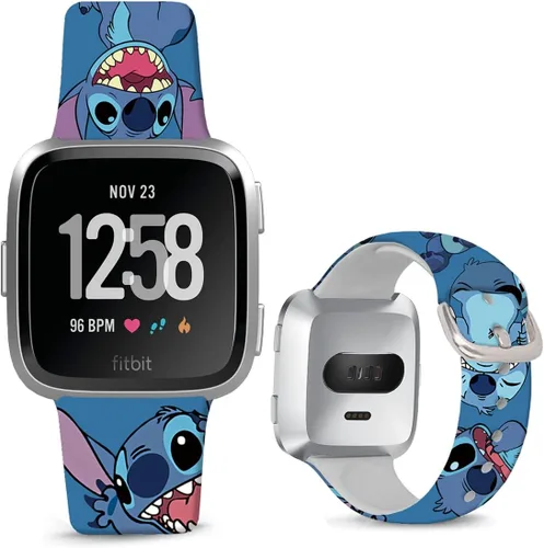 Miniatura 16 de Correas de reloj de silicona suave compatibles con Fitbit Versa 2/Versa/Fitbit Versa Lite/SE, correa de repuesto con bonito patrón floral de 0.98