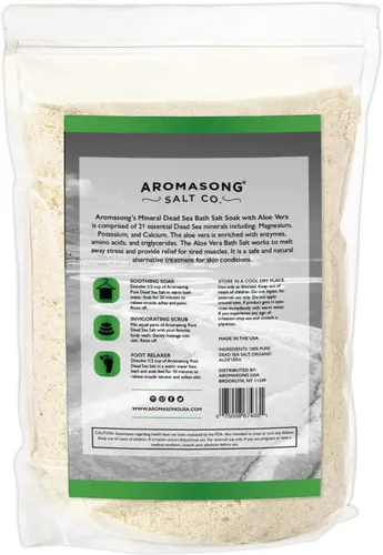 Miniatura 8 de Aromasong 19 libras de sal cruda del mar muerto con aloe vera orgánico, no limpiada, todavía contiene todos los minerales del mar muerto, incluyendo