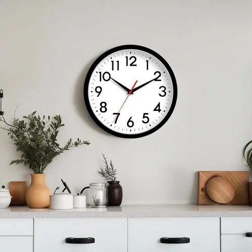 Miniatura 4 de DAXSMY Reloj de pared de 12 pulgadas, silencioso, sin tictac, funciona con pilas, reloj analógico decorativo para oficina, cocina, exterior, sala
