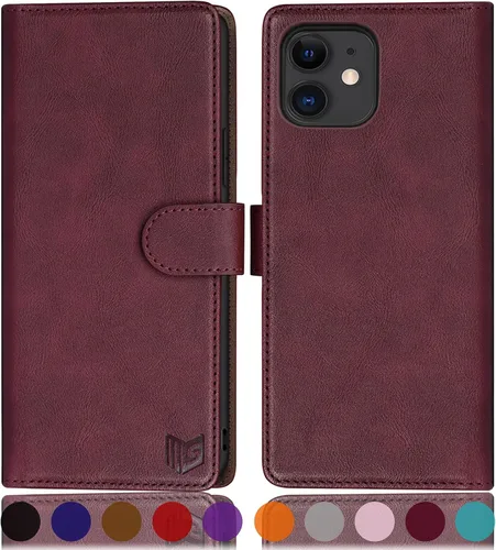 Miniatura 13 de SUANPOT Funda de piel tipo cartera para iPhone 11 de 6.1 pulgadas (Non 11 Pro de 5.8 pulgadas) con bloqueo RFID, soporte para tarjetas de crédito