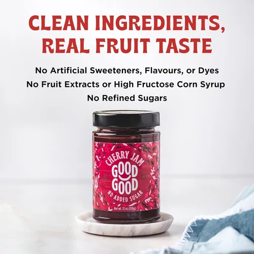 Miniatura 4 de GOOD GOOD Cherry Jam - Sin azúcar añadida - Bajo en calorías - Sin gluten y vegano - Apto para diabéticos y keto - 12 oz / 330 g (paquete de 1)
