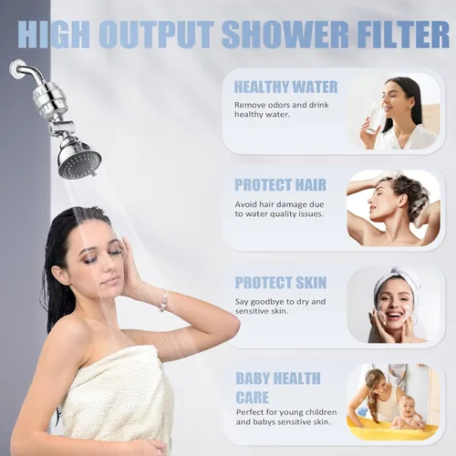 Miniatura 10 de Filtro de ducha para agua dura para eliminar el cloro y el fluoruro, sistema de filtro de agua de cabezal de ducha de 20 etapas para picazón
