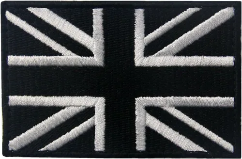 Miniatura 5 de Parche bordado táctico de la Unión Británica Jack Bandera de Inglaterra Reino Unido Gran Bretaña para planchar en el emblema - Blanco y negro