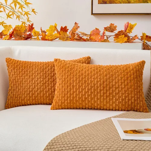 Miniatura 72 de Kevin Textile - Juego de 2 fundas de almohada decorativas de pana de 22 x 22 pulgadas, suaves, estilo bohemio, a rayas, decoración moderna del hogar