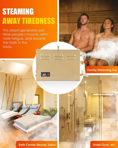 Miniatura 5 de CGOLDENWALL - Sistema de generador vapor autodrenante, de grado comercial, para ducha/baño sauna por 0.5 a 12 horas con control táctil inteligente