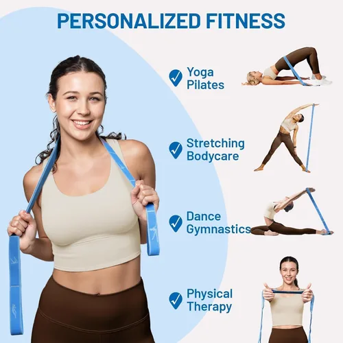 Miniatura 3 de Slim Panda Correa elástica, flexibilidad, bandas elásticas de baile, correa elástica de yoga con 9 bucles para terapia física, pilates, yoga
