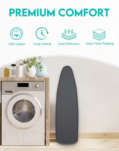 Miniatura 2 de ZOES HOMEWARE 2025 Funda y almohadilla reforzada para tabla de planchar, tamaño estándar 15x54, acolchado extra grueso y revestimiento de aluminio
