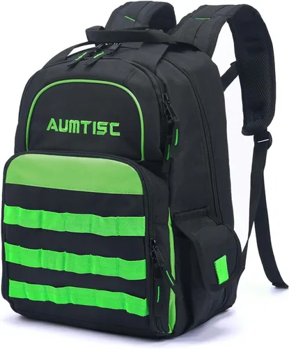 Miniatura 10 de AUMTISC Mochila de Herramientas para Hombres, Organizador de Almacenamiento de Herramientas de Servicio Pesado, Mochila de Bolsas de Trabajo