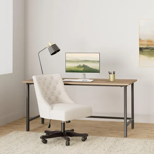 Miniatura 2 de Safavieh Mercer Collection Soho - Silla de escritorio giratoria de lino color crema claro