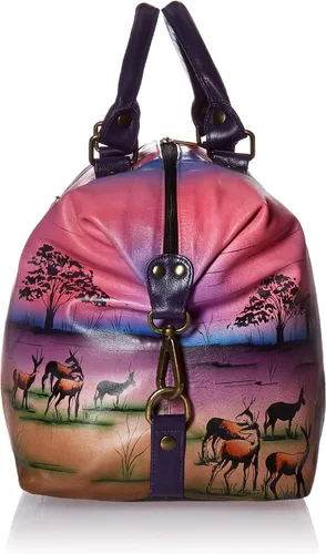 Miniatura 3 de Anna by Anuschka Bolso de viaje grande de cuero pintado a mano para mujer - Serengeti Sunset