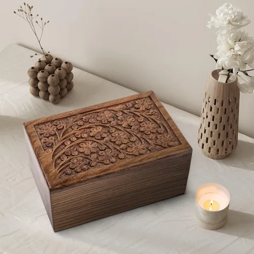Miniatura 4 de Maravillosamente hecho a mano y artesanal árbol de la vida Grabado Urnas de madera para las cenizas humanas Adulto por STAR INDIA CRAFT - Urnas