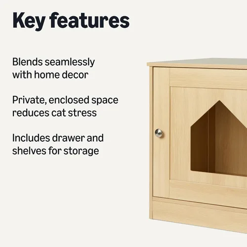 Miniatura 2 de Amazon Basics Caja de arena para gatos estilo mobiliario, roble