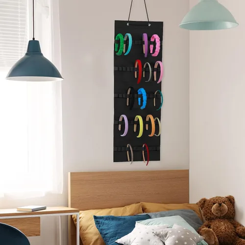 Miniatura 5 de Tudomro Soporte Colgante para Diademas para Niñas Organizador de Accesorios de Cabello de Felpa con 60 Bandas Elásticas Soporte para Lazos