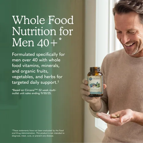 Miniatura 2 de Garden of Life Organics Multivitamina de alimentos enteros orgánicos para hombres de 40 años o más 120 tabletas, multivitamínico vegano para hombres