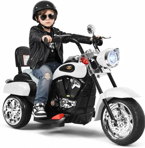 Miniatura 15 de HONEY JOY Motocicleta para niños, mini moto eléctrica de 3 ruedas con batería de 6 V, juguete de paseo con claxon y faro, pedal de pie, para niños