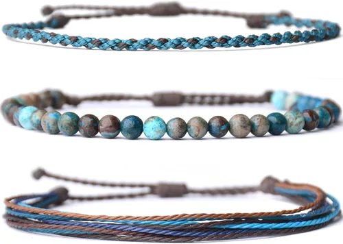 Miniatura 20 de Pulsera curativa hecha a mano con cuentas de piedra natural, regalo para hombres, pulsera de cuerda ajustable
