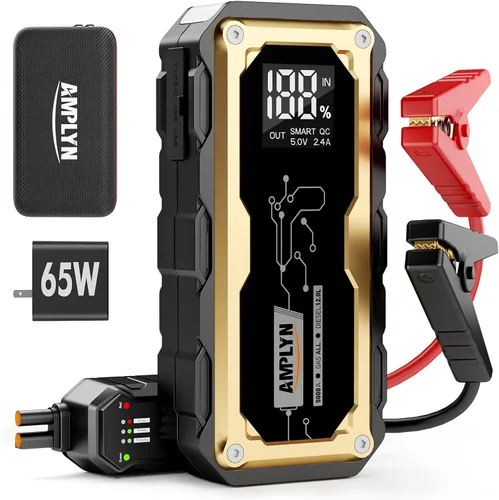 Miniatura 8 de Arrancador de batería de coche con compresor de aire de 160 PSI, 5000 A 60 W, batería de arranque portátil (todo a gas/10L diesel), caja de arranque