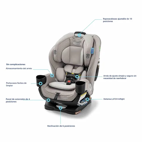 Miniatura 8 de Asiento de coche convertible Graco Extend2Fit 3 en 1 para bebé, orientación hacia atrás y hacia adelante, panel de extensión ajustable para espacio