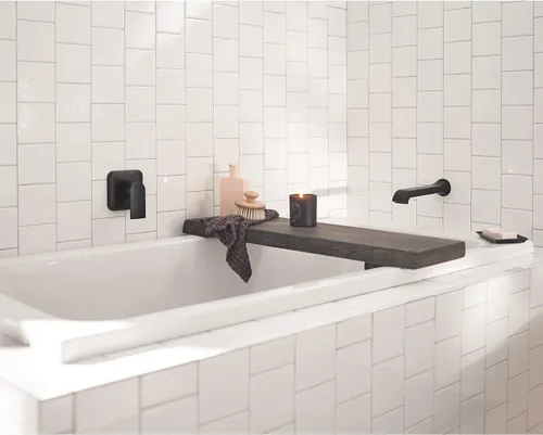 Miniatura 5 de Moen Genta LX WT901BN - Llenador de bañera de un solo mango, grifo de bañera de alto flujo contemporáneo con alcance de boquilla de 10 pulgadas