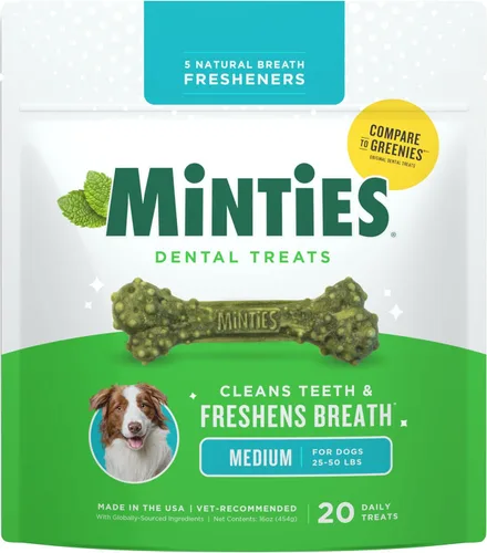 Miniatura 15 de Minties Golosinas dentales en hueso para perros, Golosinas dentales pequeñas para perros, 5-25 libras, Limpian dientes, Combaten el mal aliento