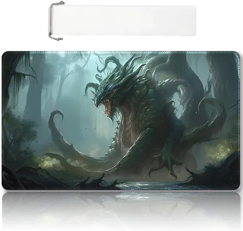 Miniatura 63 de Tapete de juego MTG cosido de alta calidad con zonas y parte trasera de goma antideslizante, tapete de juego TCG para MTG y otros juegos de cartas