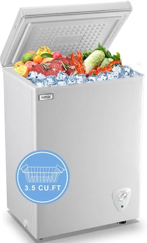 Miniatura 9 de WANAI Congelador de pecho compacto de 5.0 pies cúbicos con 7 termostatos ajustables en la parte superior de la puerta abierta, compresor de Blanco