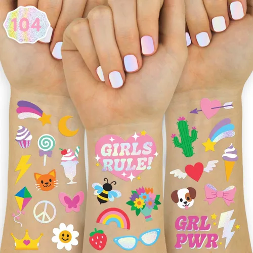 xo, Fetti 104 tatuajes temporales para niños | Recuerdos de fiesta de cumpleaños, actividades en el hogar, regalo, lindos tatuajes temporales,