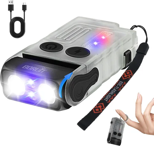 Miniatura 10 de BORUIT V20 - Linterna pequeña y potente con cabeza giratoria de 180°, súper brillante con luz lateral de mazorca, linternas recargables USB C