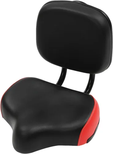 Miniatura 10 de Asiento de bicicleta con respaldo de gran tamaño, cómodo, repuesto de silla de montar de bicicleta, espuma viscoelástica suave, acolchado de piel