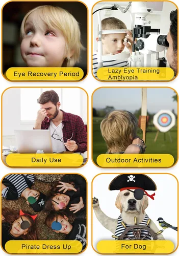 Miniatura 4 de 6 Piezas Parche para Ojos, Parche Ocular Ajustable para Ojo Izquierdo y Derecho, Parches Médicos para Ojos para Adultos y Niños Ojo Perezoso Disfraz