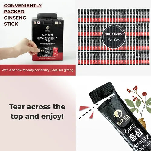 Miniatura 6 de Barra de ginseng rojo coreano de 6 años, 100 unidades, cada extracto de ginseng Plus, 100% de origen coreano, raíces de 6 años, aumenta la energía