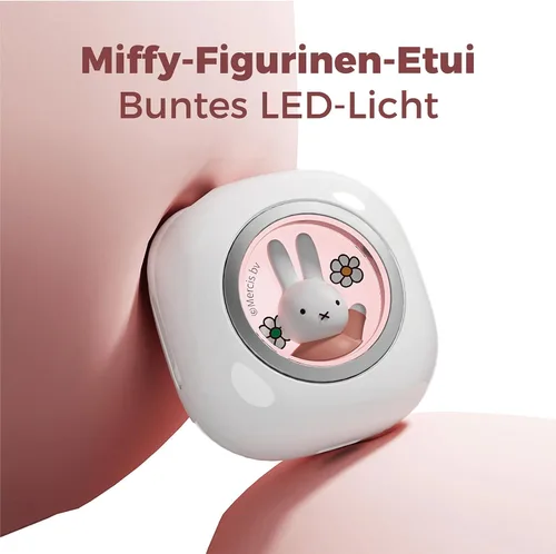 Miniatura 3 de Miffy - Auriculares Bluetooth 5.3 Pro - IPX5 impermeables, controles táctiles, adorable caja de hierro 3D reutilizable Miffy embalaje (rosa)
