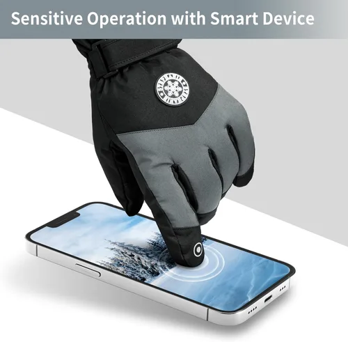 Miniatura 3 de DOFOWORK Guantes de esquí para hombre, guantes de invierno cálidos para hombres y mujeres, guantes impermeables para pantalla táctil, guantes