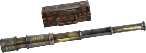 Miniatura 7 de Telescopio de vidrio espía de latón antiguo 1920 de 15 pulgadas con funda de cuero de primera calidad, plegable, 15 x visión clara, pirata vintage