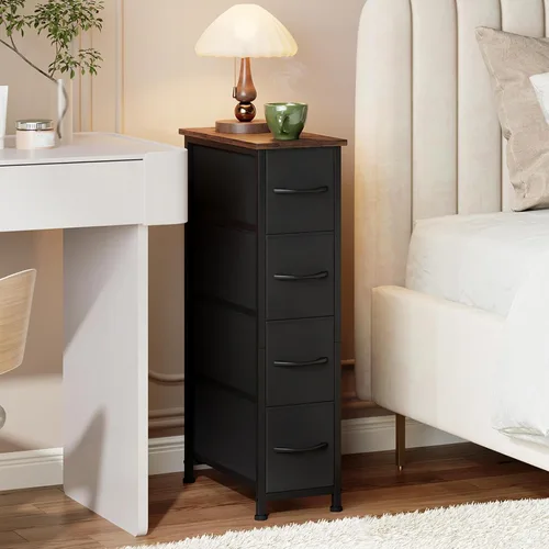 Miniatura 2 de Somdot - Cómoda estrecha con 4 cajones, cómoda delgada con cajones de tela extraíbles para armario, espacios pequeños, baño, dormitorio, lavandería