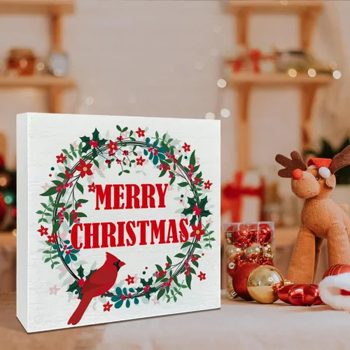 Miniatura 4 de Letrero de madera para decoración navideña, decoración de mesa cardenal de Navidad, decoración de Navidad, cocina, sala de estar, hogar, casa